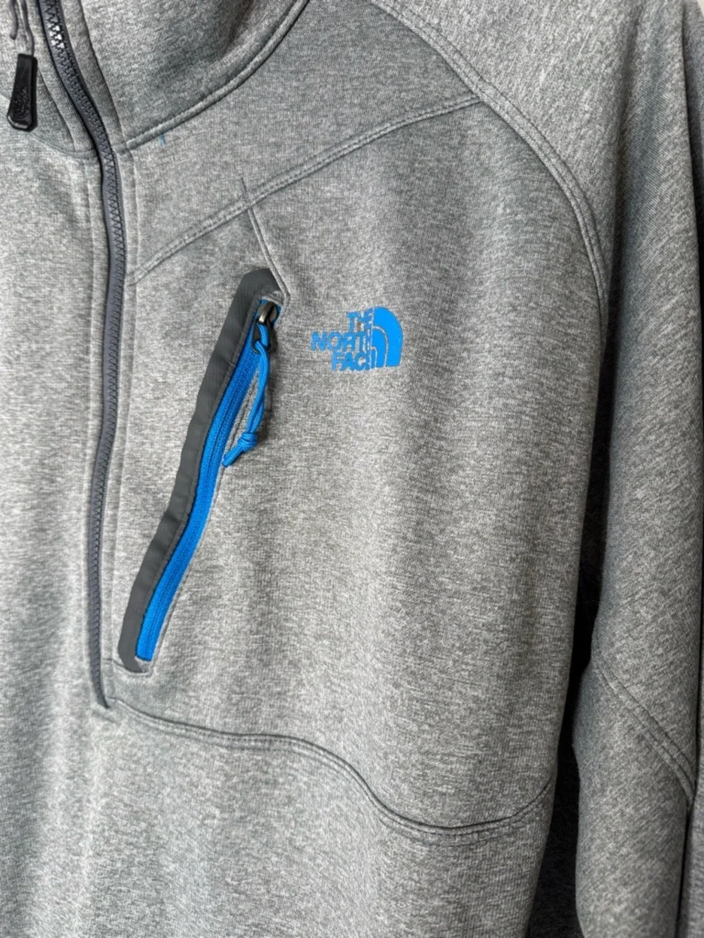 The North Face Gray Quarter-Zip Pullover with Blue Trim